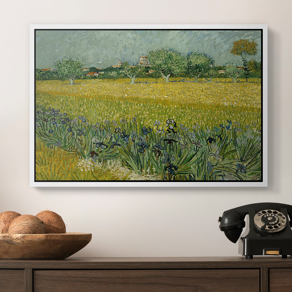 Field with Irises near Arles, 1888 - Floater Framed Canvas Print