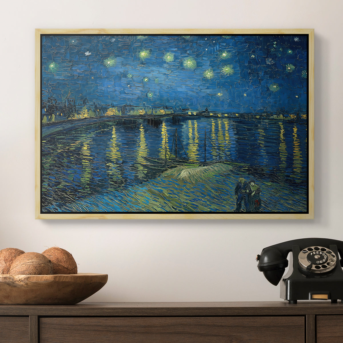 Starry Night Over the Rhône, 1888 - Floater Framed Canvas Print