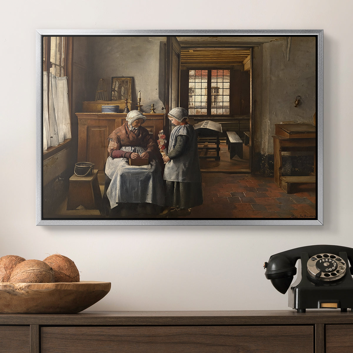 Grandmother's Feast, 1873 - Floater Framed Canvas Print