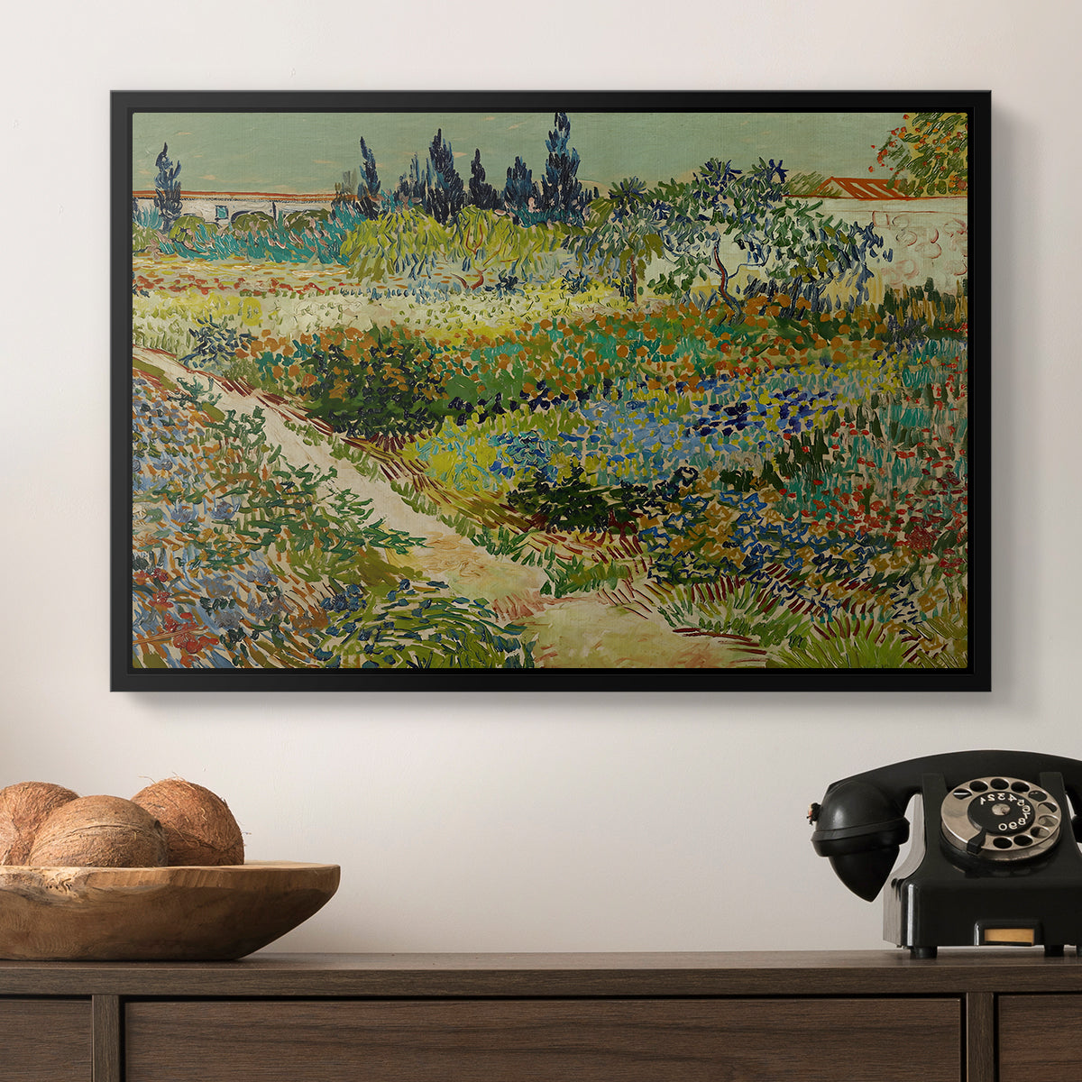 Garden at Arles, 1888 - Floater Framed Canvas Print