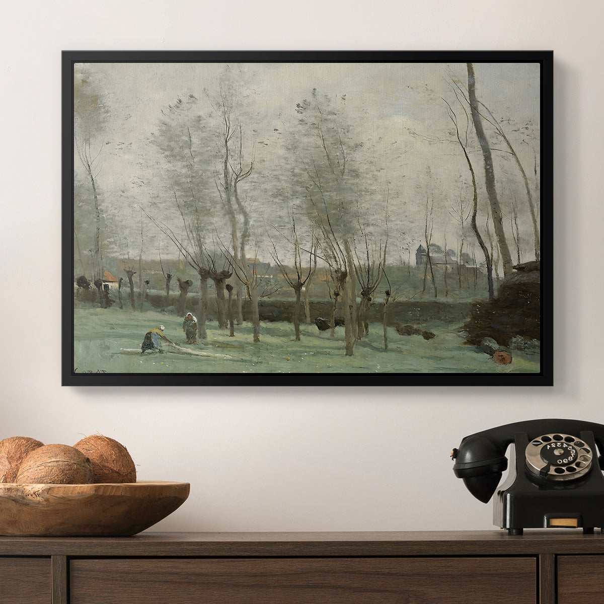 Washerwomen in a Willow Grove, c. 1871 - Floater Framed Canvas Print
