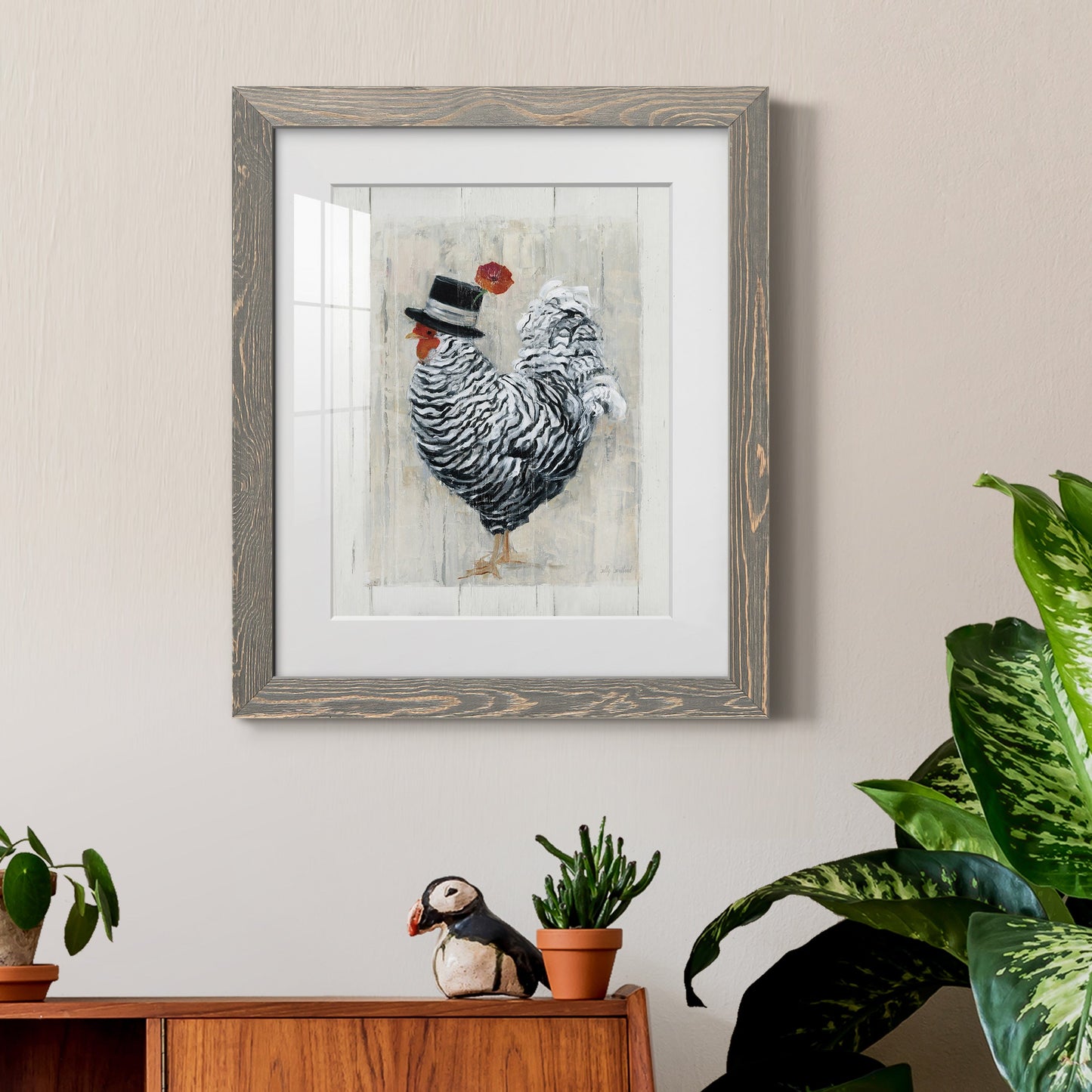 Sunday Best Rooster - Premium Framed Print - Distressed Barnwood Frame - Ready to Hang