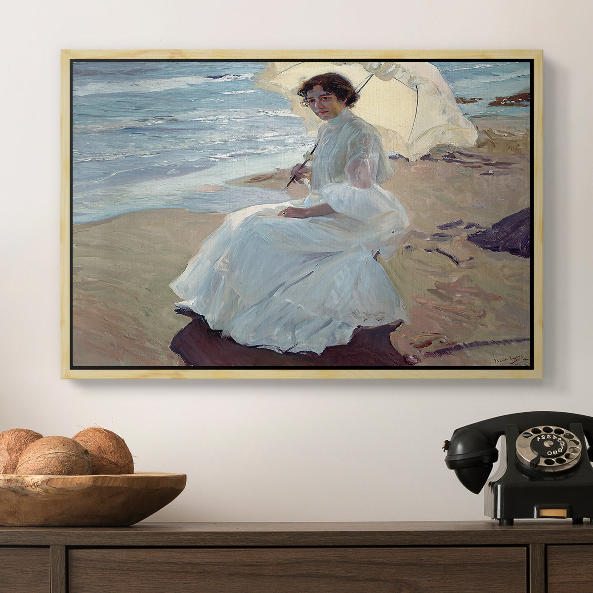 Clotilde on the Beach, 1904 - Floater Framed Canvas Print