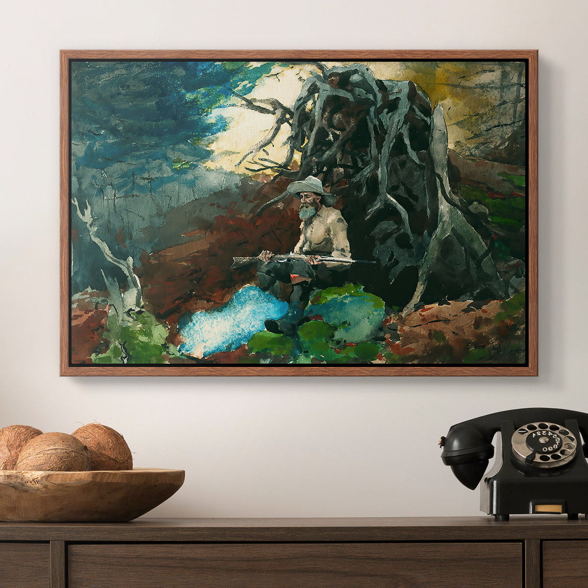 Campfire, Adirondacks, 1892 - Floater Framed Canvas Print