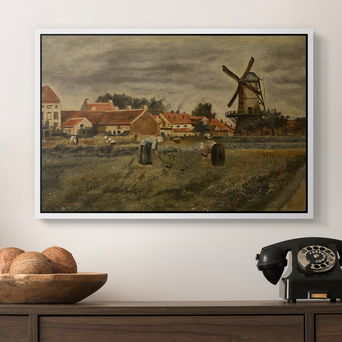 The Potato Harvest, c. 1875 - Floater Framed Canvas Print