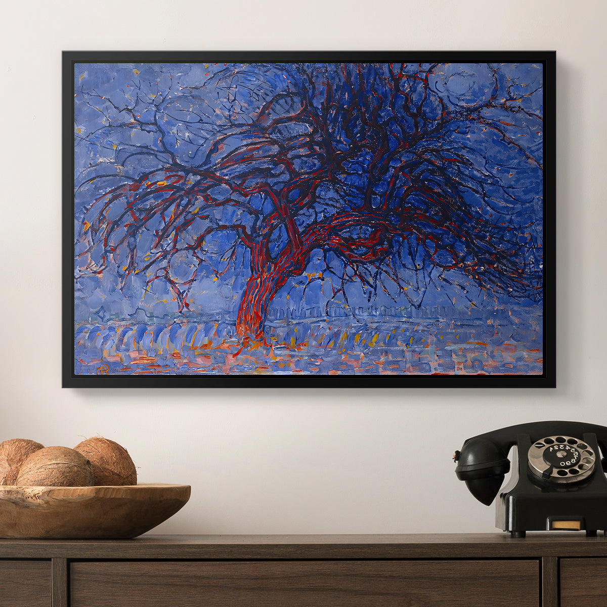 The Red Tree, 1909 - Floater Framed Canvas Print