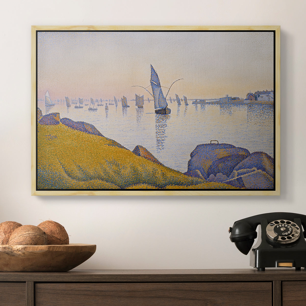 Evening Calm, Concarneau, Opus 220, 1891 - Floater Framed Canvas Print