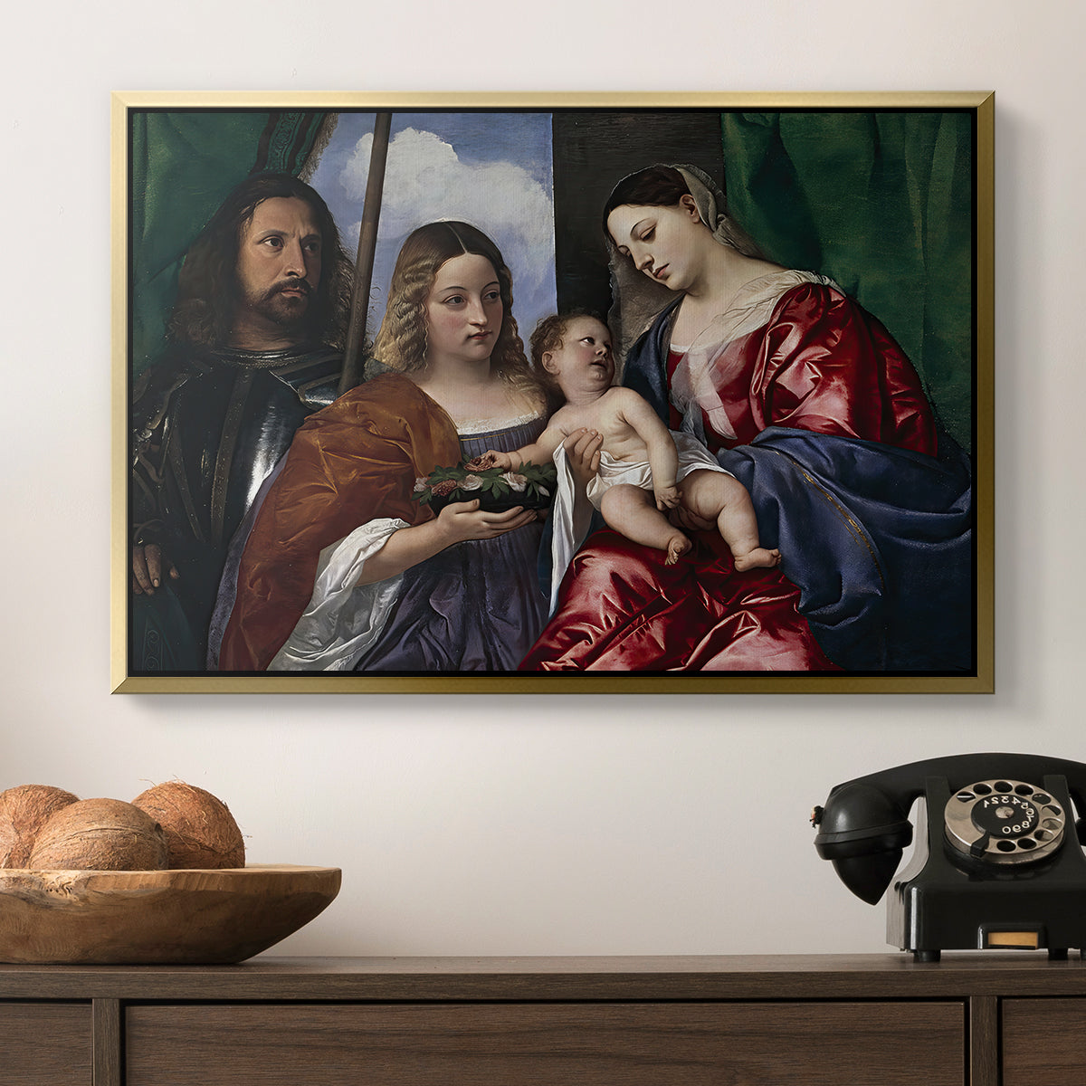 Madonna and Child with Saints Dorothy and George, c. 1516 - Floater Framed Canvas Print