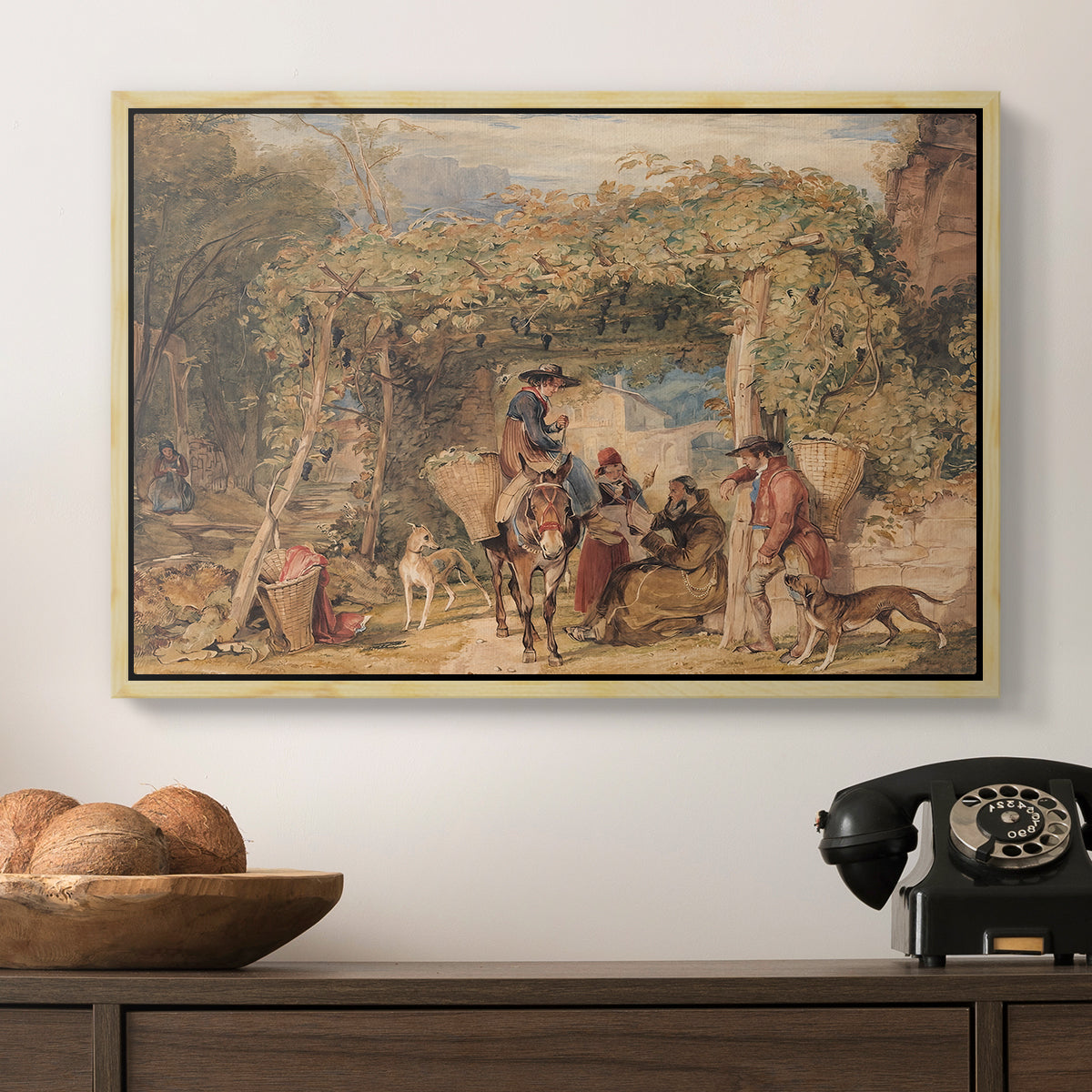 Figures and Animals in a Vineyard, c. 1829 - Floater Framed Canvas Print