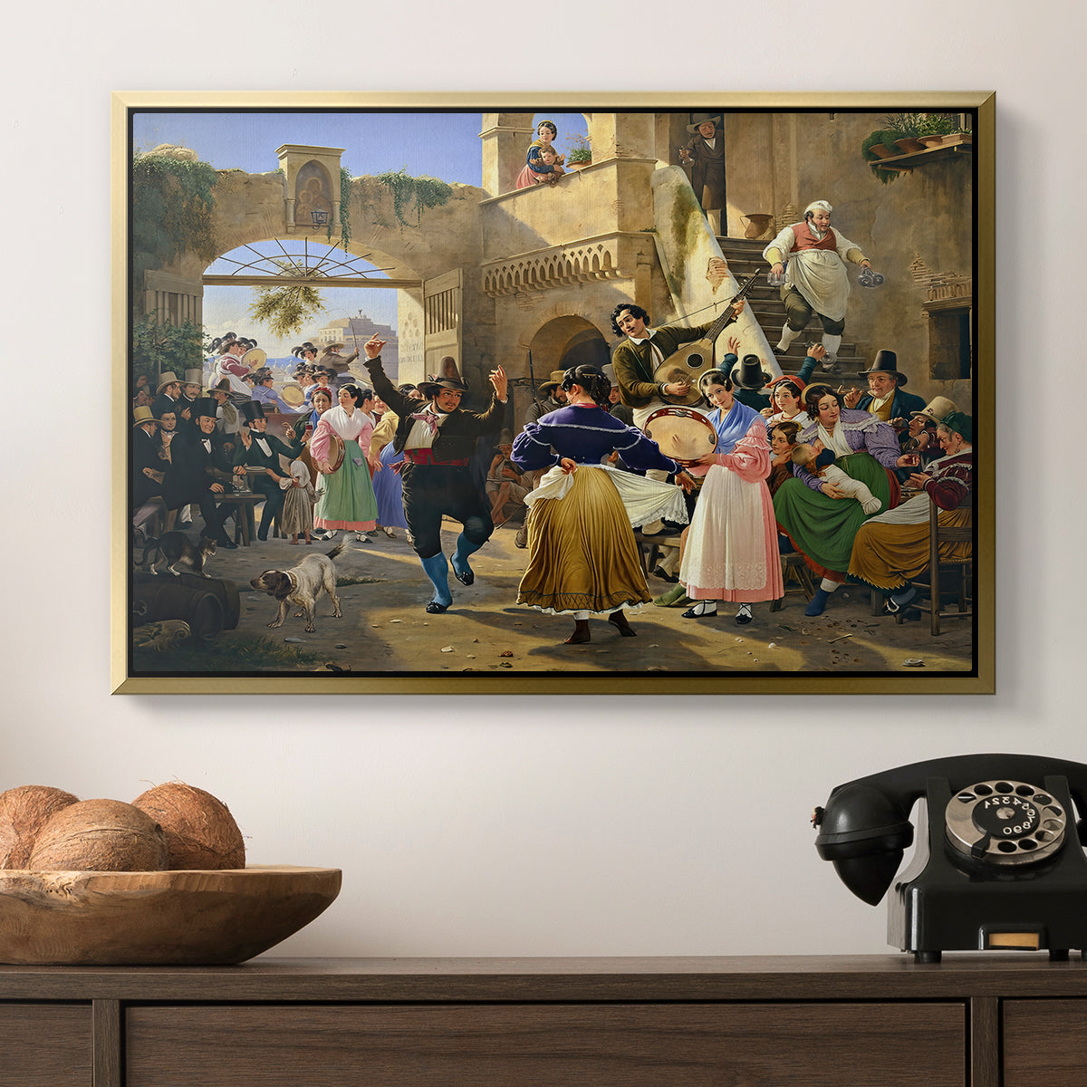 Romans Gathered for Merriment at an Osteria, 1839 - Floater Framed Canvas Print