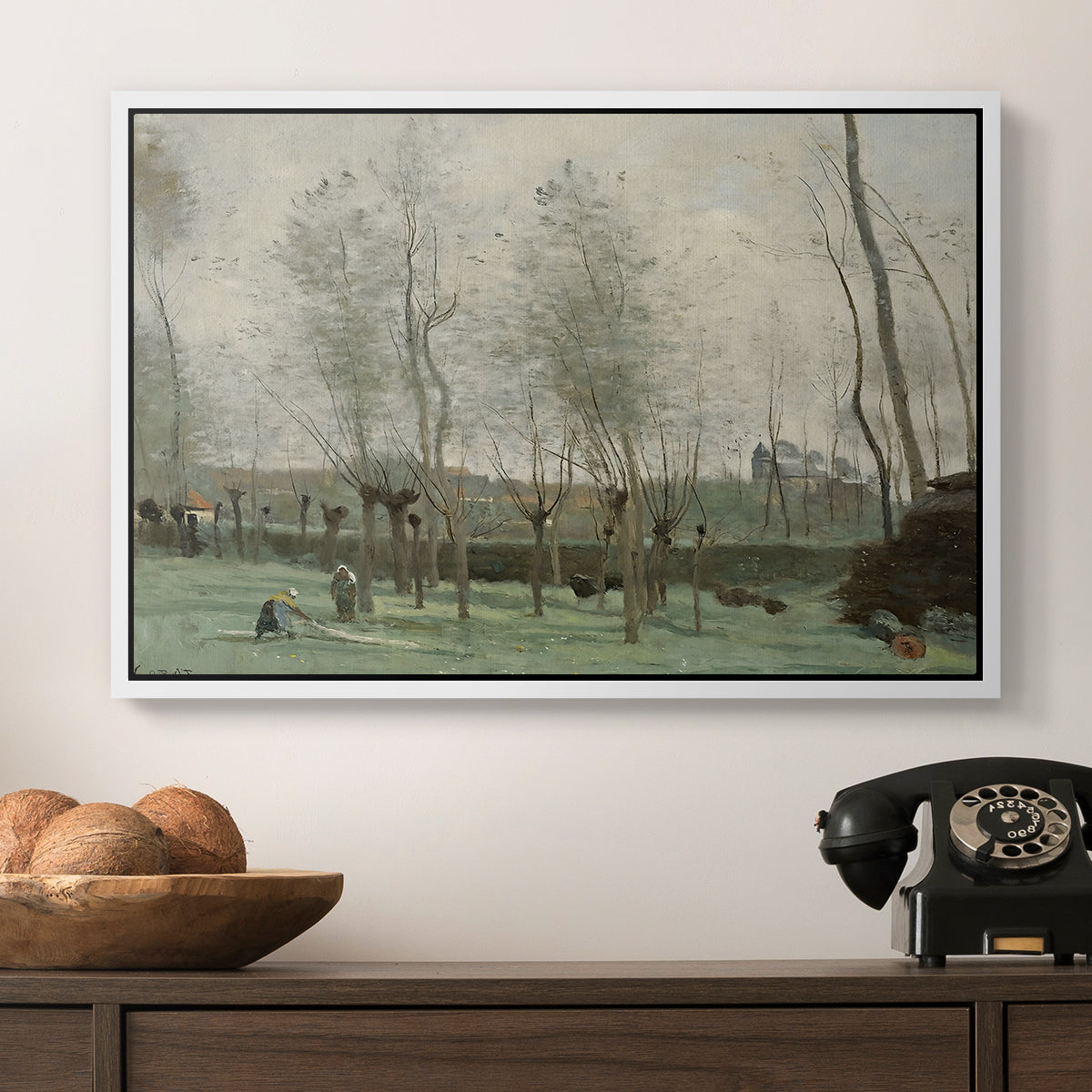 Washerwomen in a Willow Grove, c. 1871 - Floater Framed Canvas Print