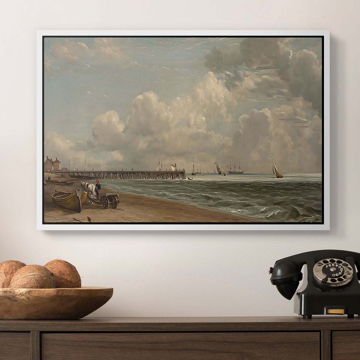 Yarmouth Jetty, 1822 - Floater Framed Canvas Print