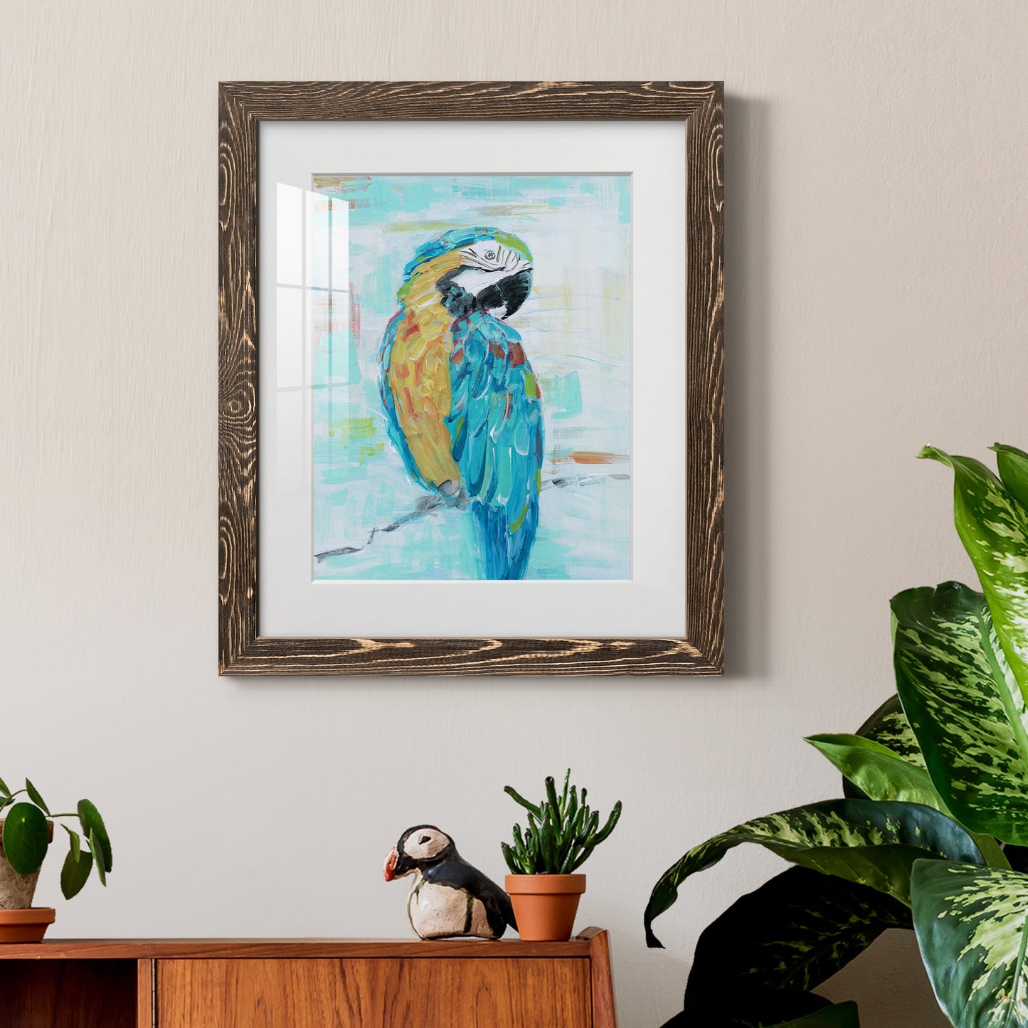 Island Parrot I - Premium Framed Print - Distressed Barnwood Frame - Ready to Hang