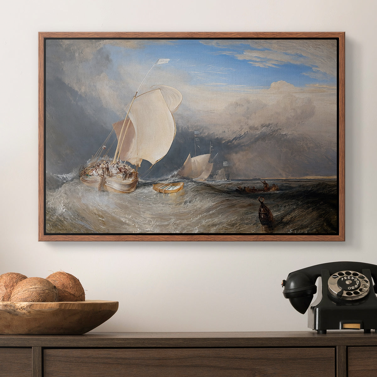 Fishing Boats with Hucksters Bargaining for Fish, 1837-1838 - Floater Framed Canvas Print