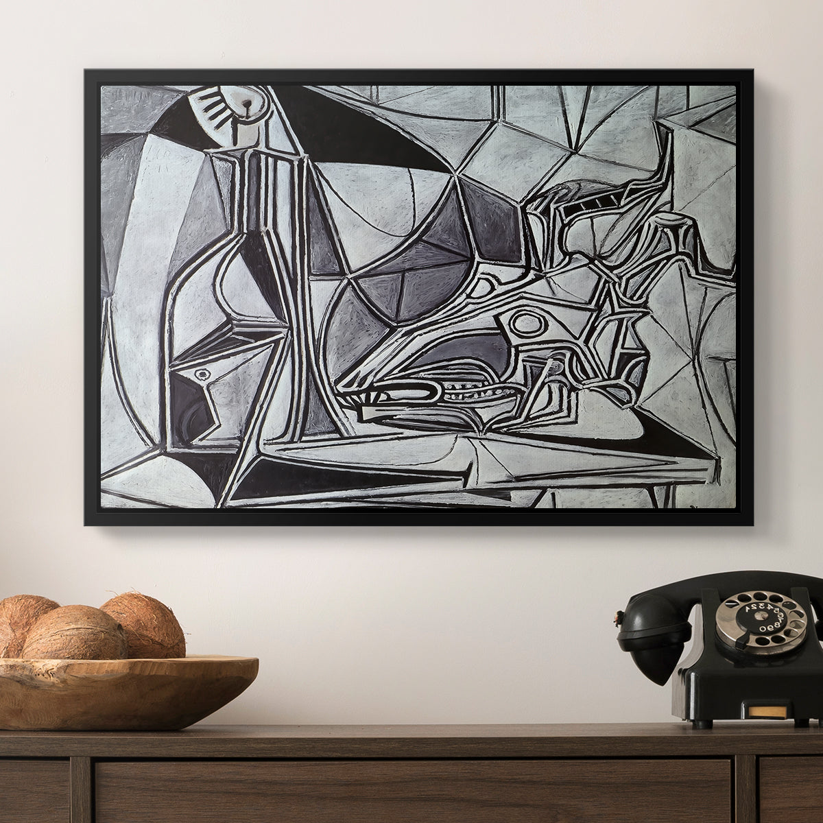 Goat's Skull, Bottle and Candle, 1952 - Floater Framed Canvas Print
