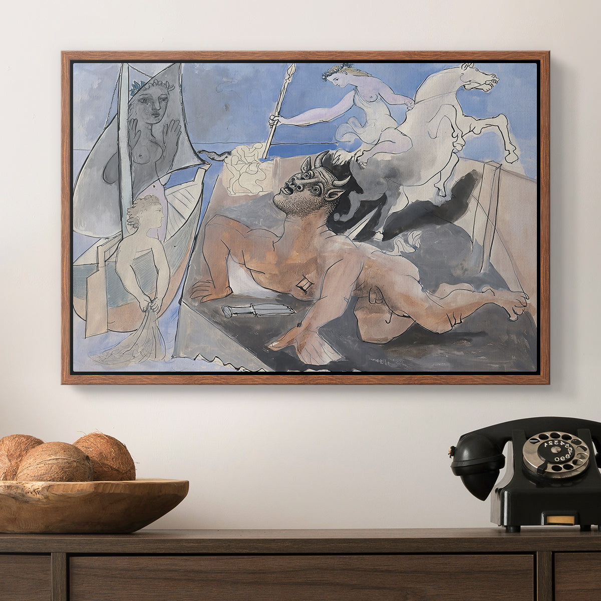 Composition with Minotaur, 1936 - Floater Framed Canvas Print