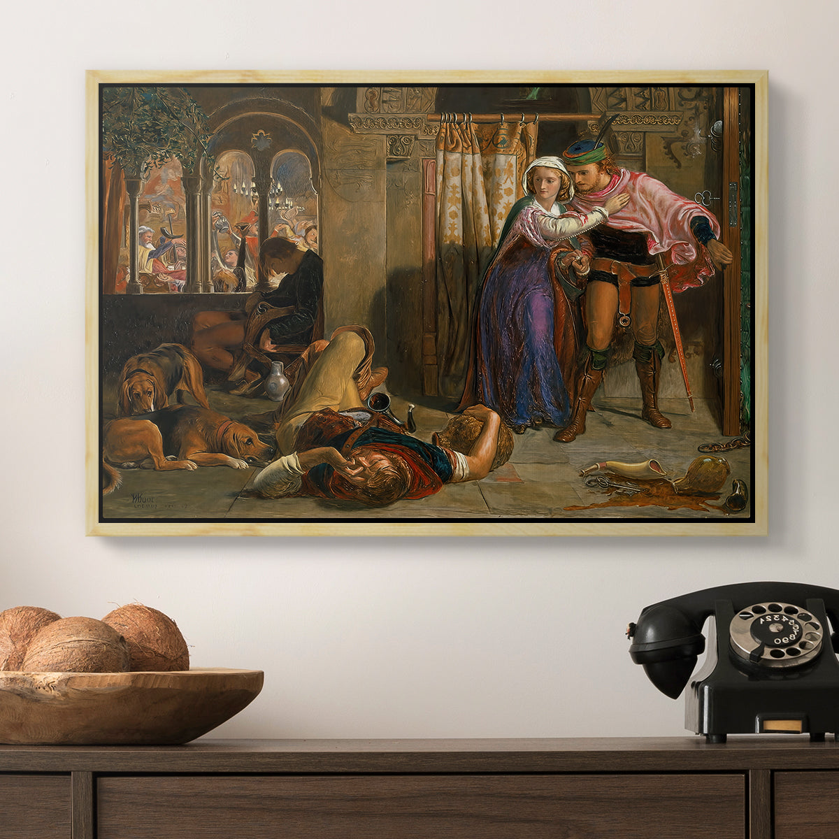 The Flight of Madeline and Porphyro, 1848 - Floater Framed Canvas Print