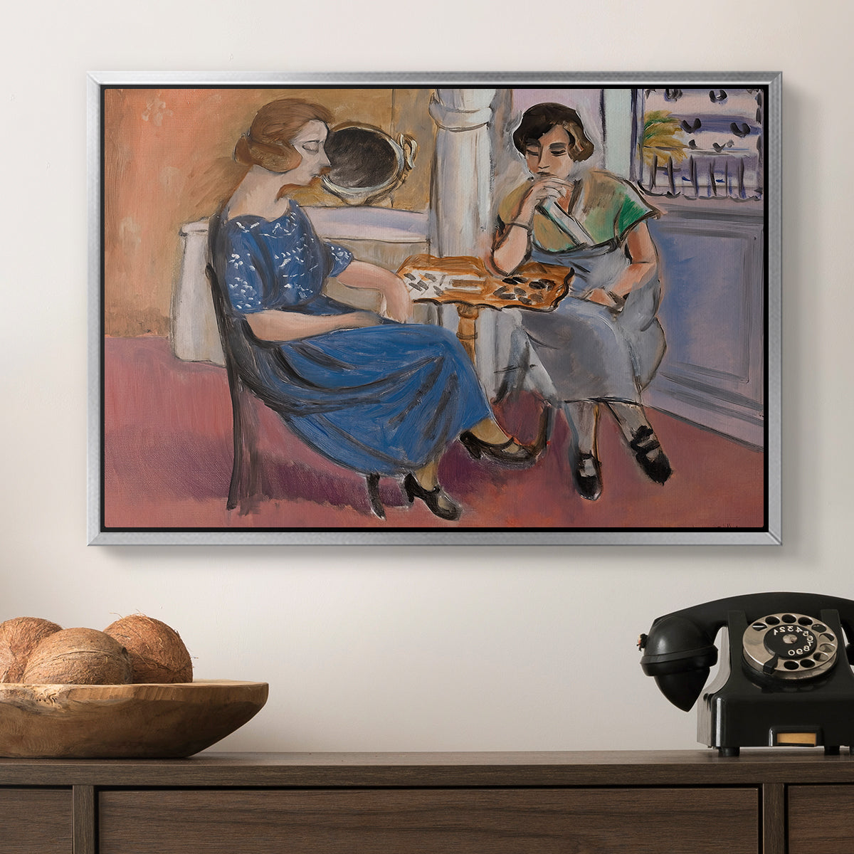 Domino Players, 1921 - Floater Framed Canvas Print