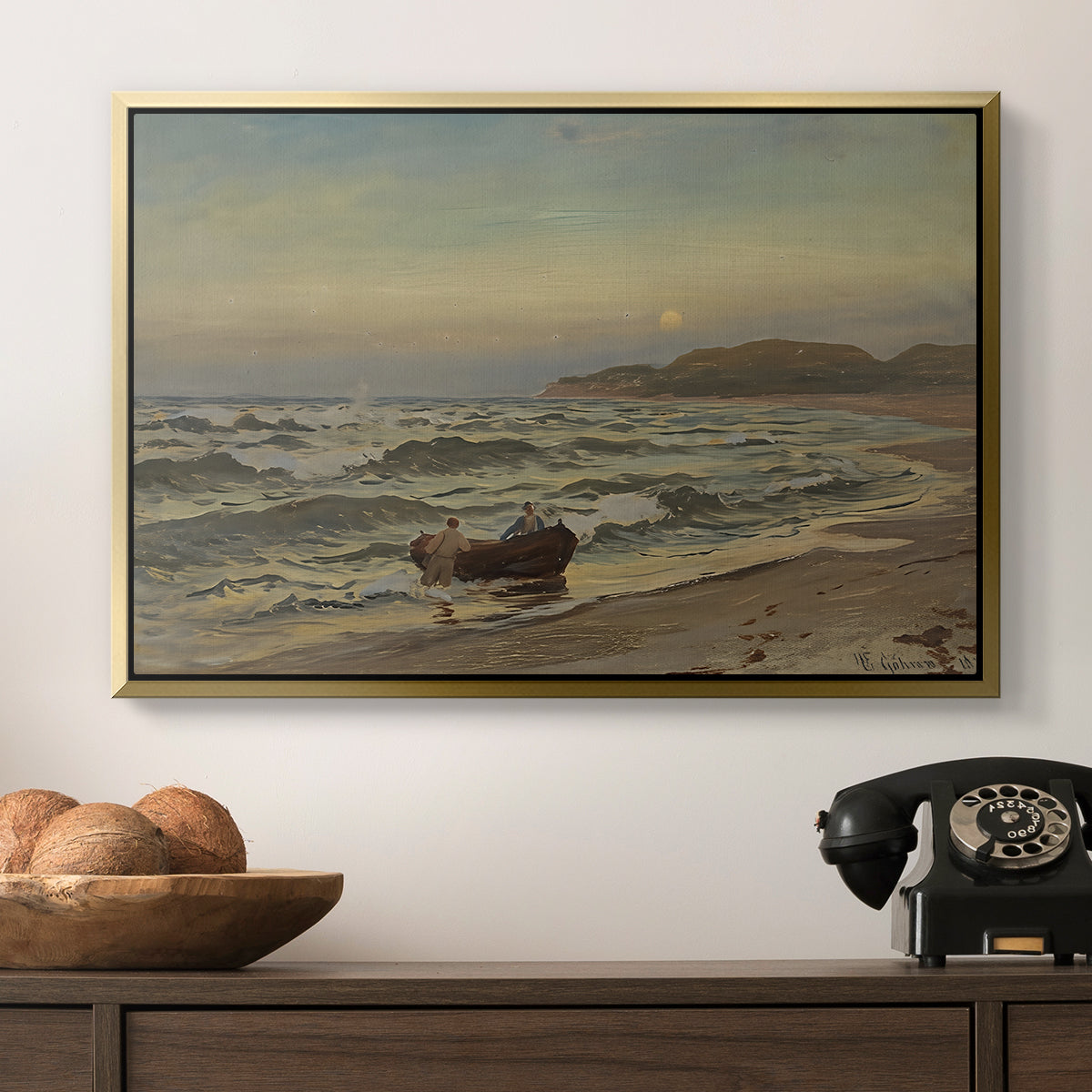 Storm at Rügen, 1882 - Floater Framed Canvas Print