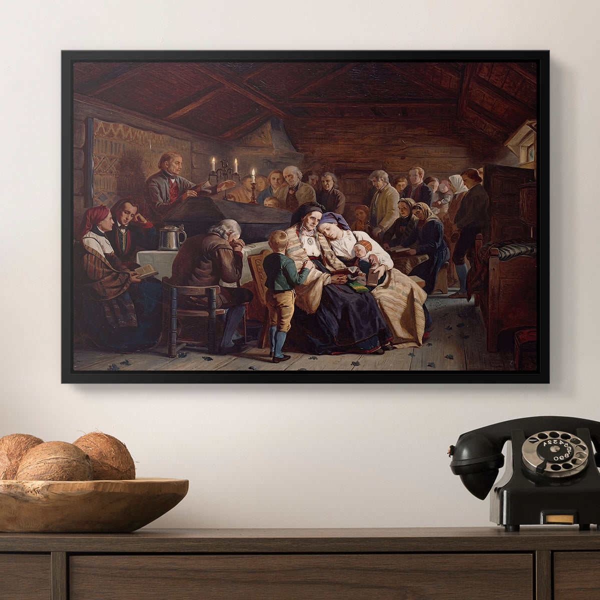 Funeral Feast, 1854 - Floater Framed Canvas Print