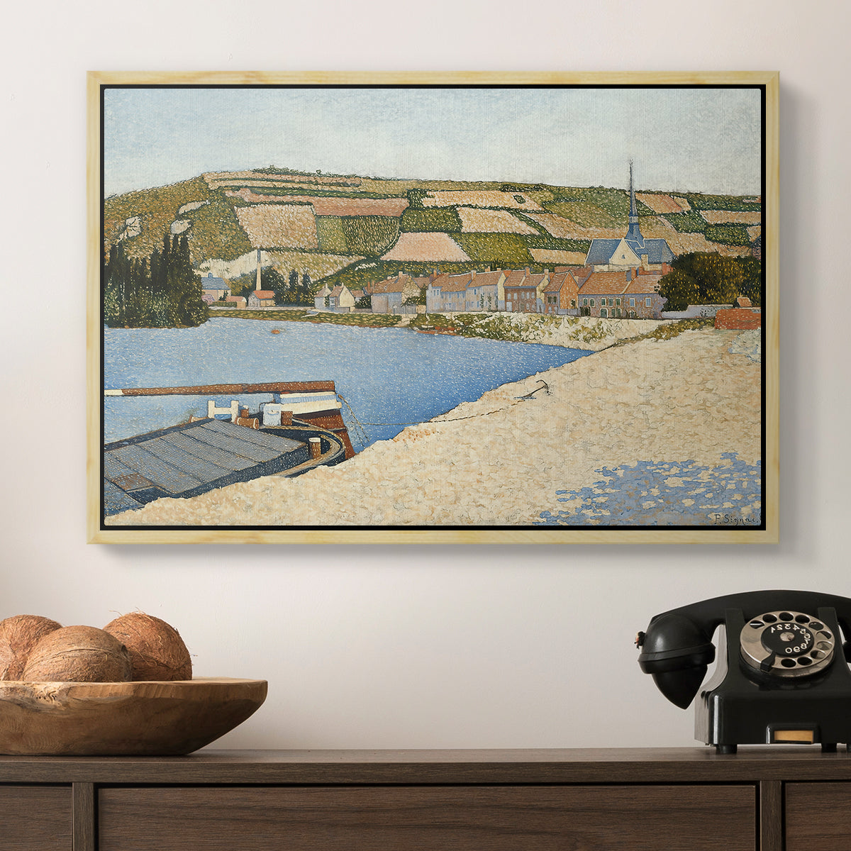 The Riverbank, Les Andelys, 1886 - Floater Framed Canvas Print