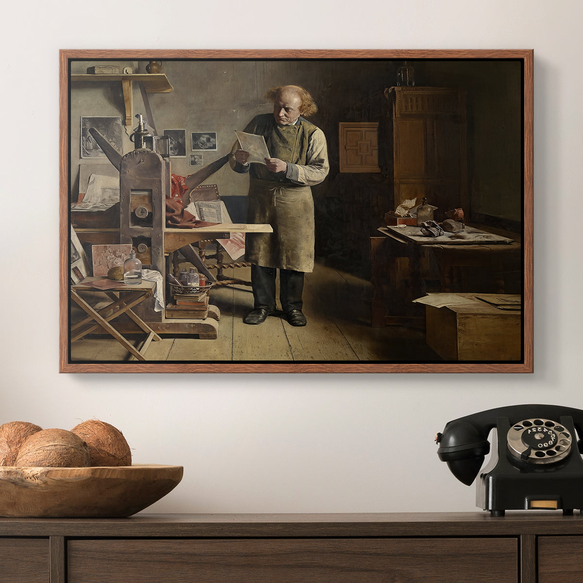 The Plate Printer, 1875 - Floater Framed Canvas Print
