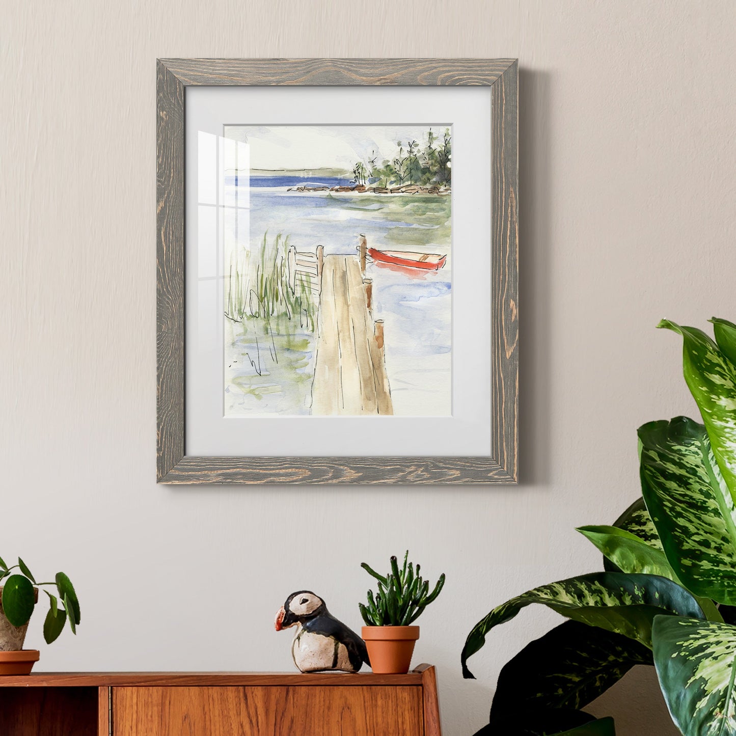 Sketchy Pier - Barnwood Framed Art Print