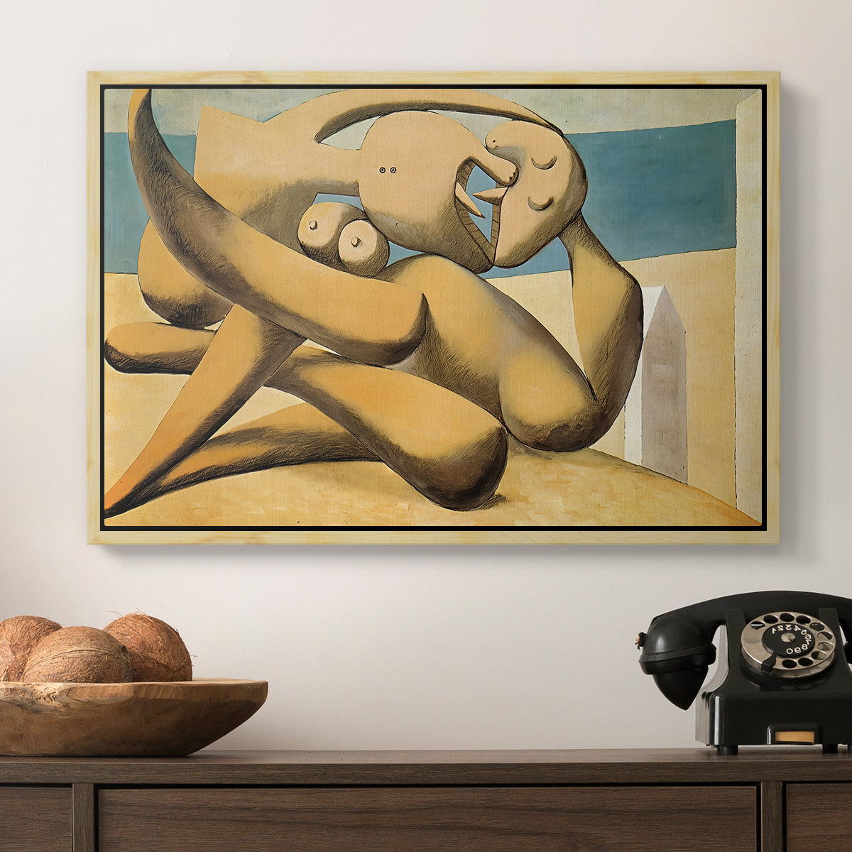 Figures at the Seaside (The Kiss), 1931 - Floater Framed Canvas Print
