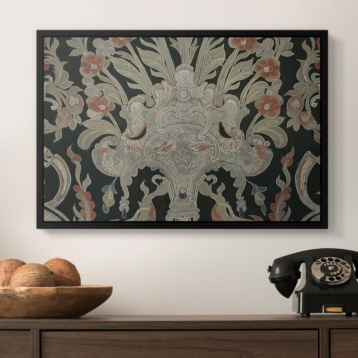 Hanging (Printed Textile), c. 18th Century - Floater Framed Canvas Print