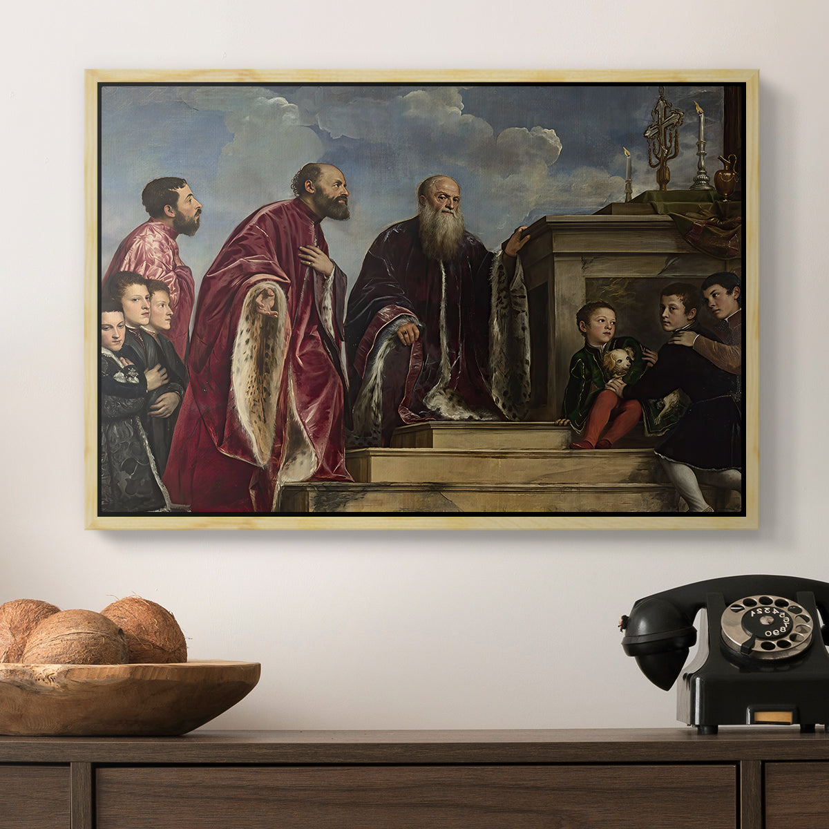 The Vendramin Family Venerating a Relic of the True Cross, c. 1540-1545 - Floater Framed Canvas Print