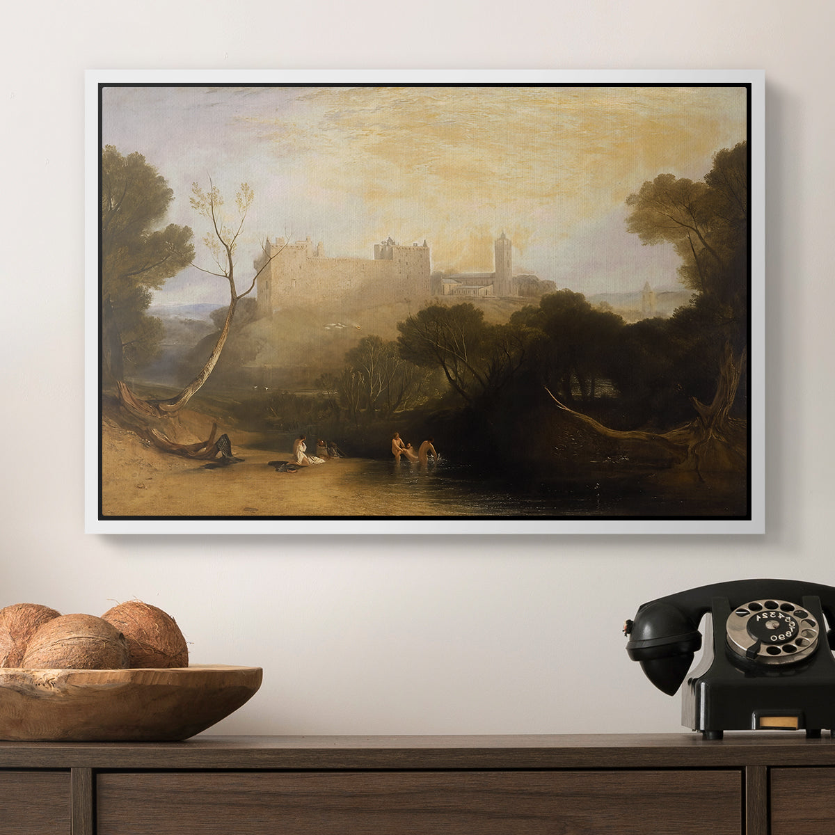 Linlithgow Palace, c. 1807 - Floater Framed Canvas Print