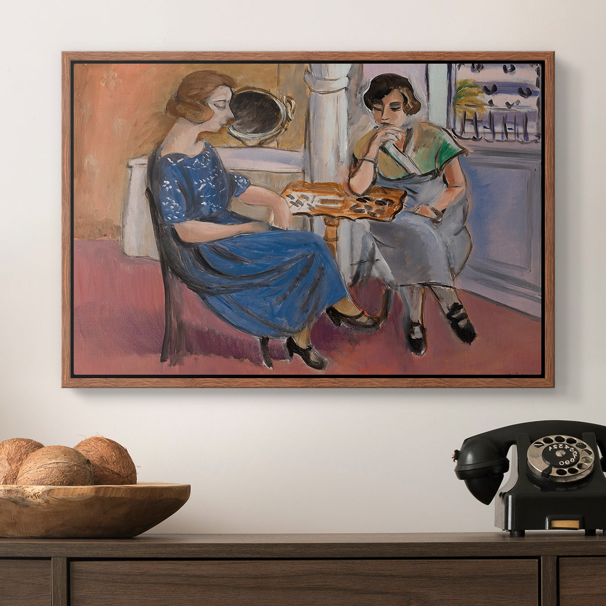 Domino Players, 1921 - Floater Framed Canvas Print