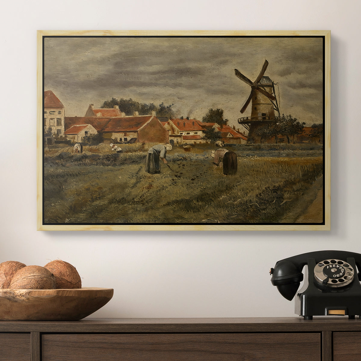 The Potato Harvest, c. 1875 - Floater Framed Canvas Print