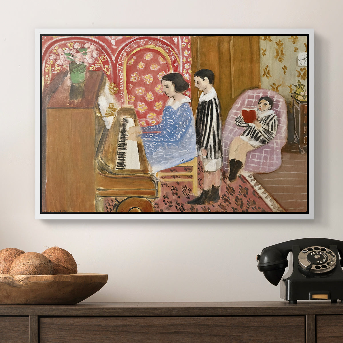 The Piano Lesson, 1923 - Floater Framed Canvas Print