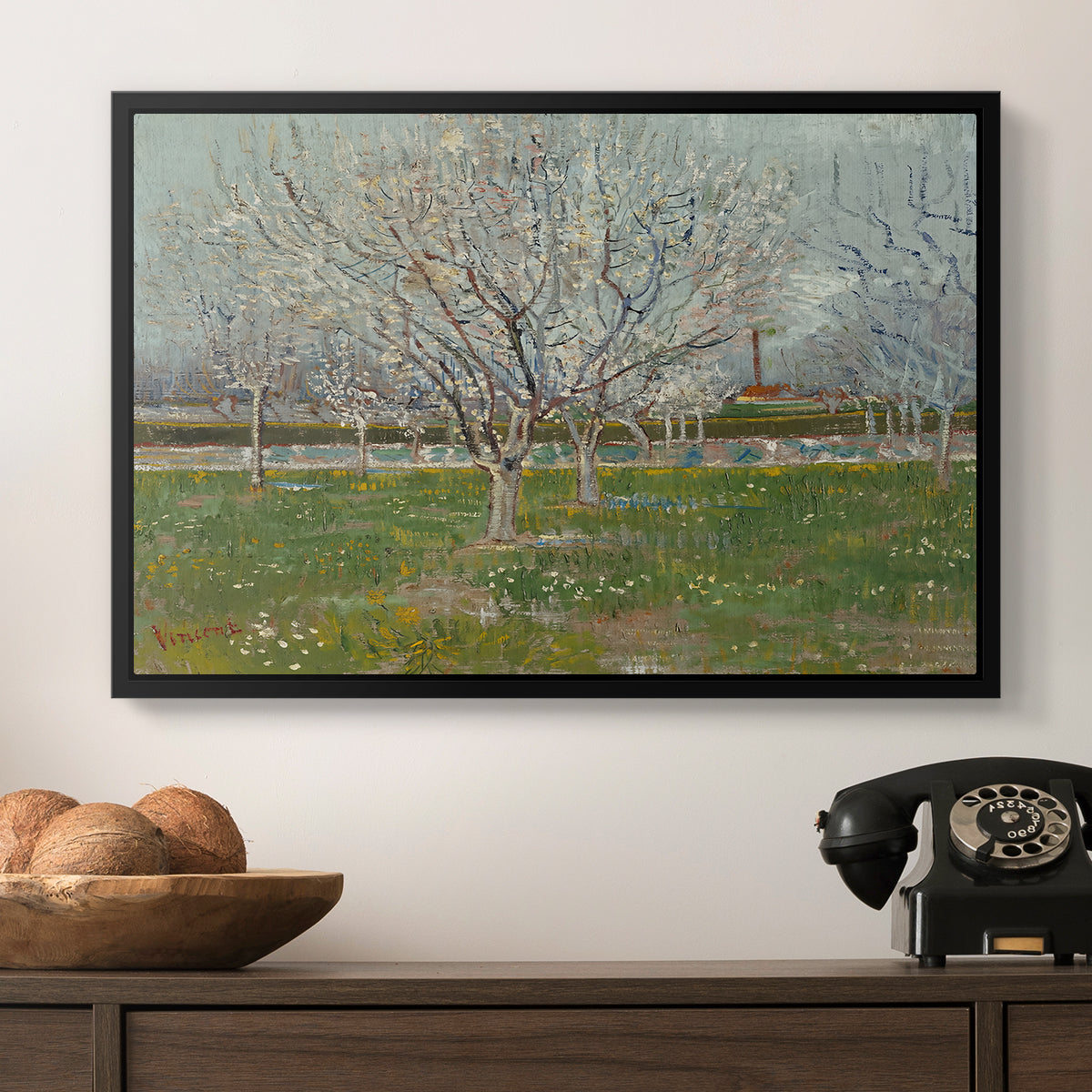 Orchard in Blossom (Plum Trees), 1888 - Floater Framed Canvas Print