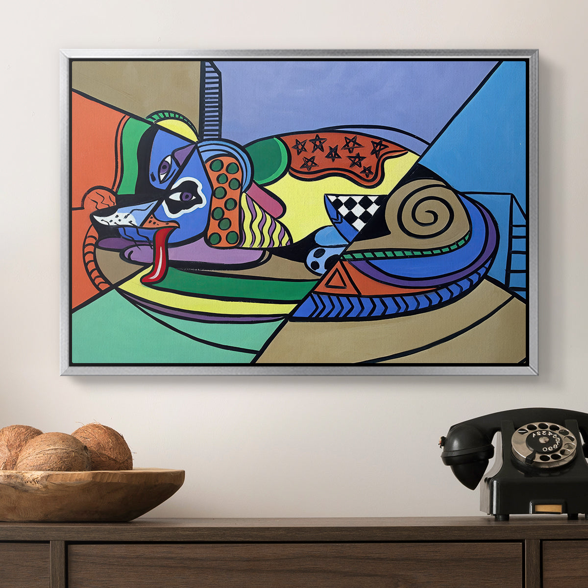 A Dog Named Picasso - Floater Framed Canvas Print