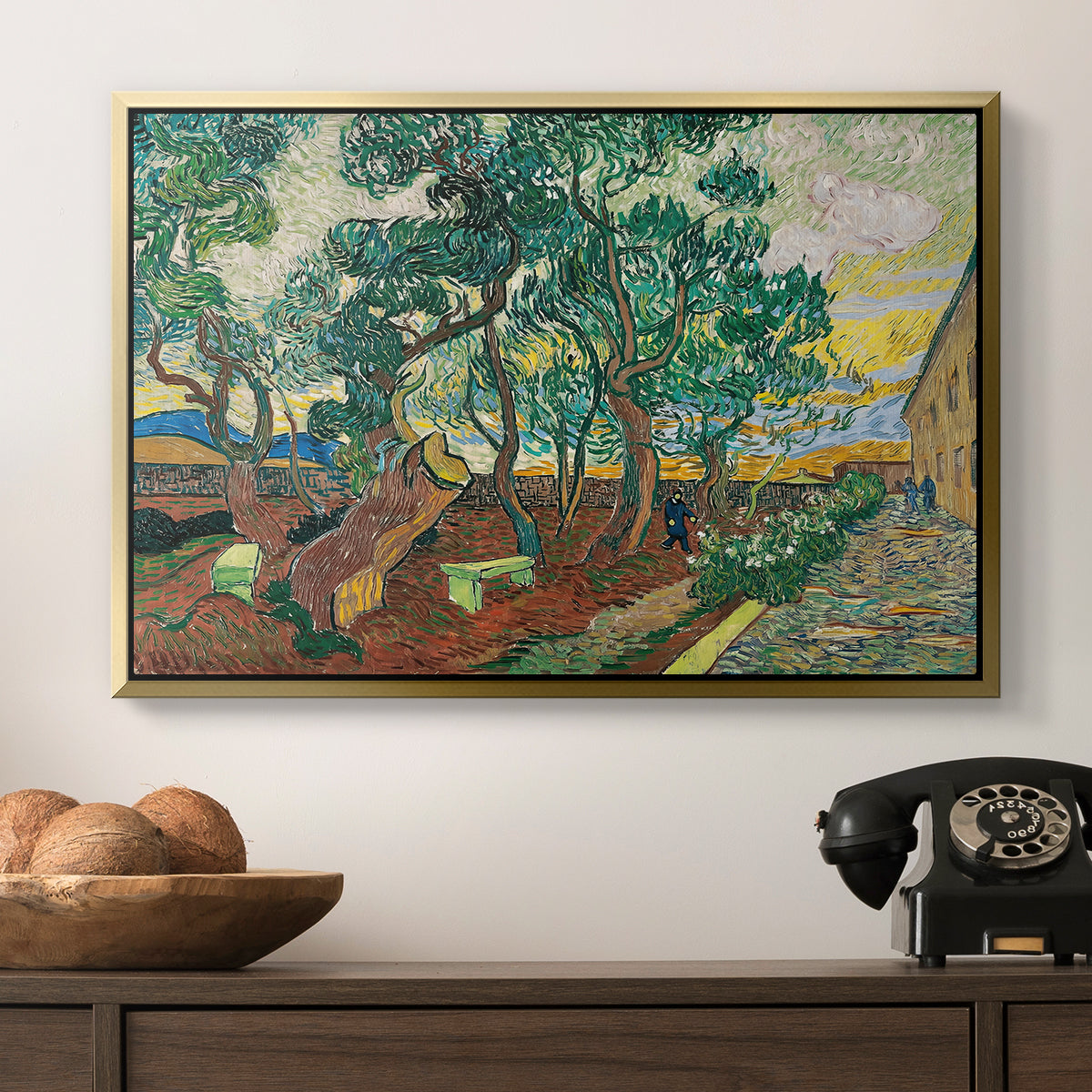 The Garden of Saint-Paul Hospital, 1889 - Floater Framed Canvas Print