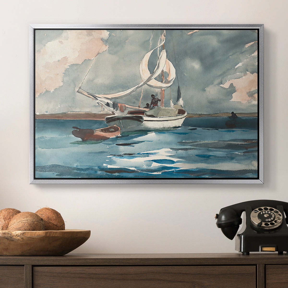 Sloop, Nassau, 1899 - Floater Framed Canvas Print