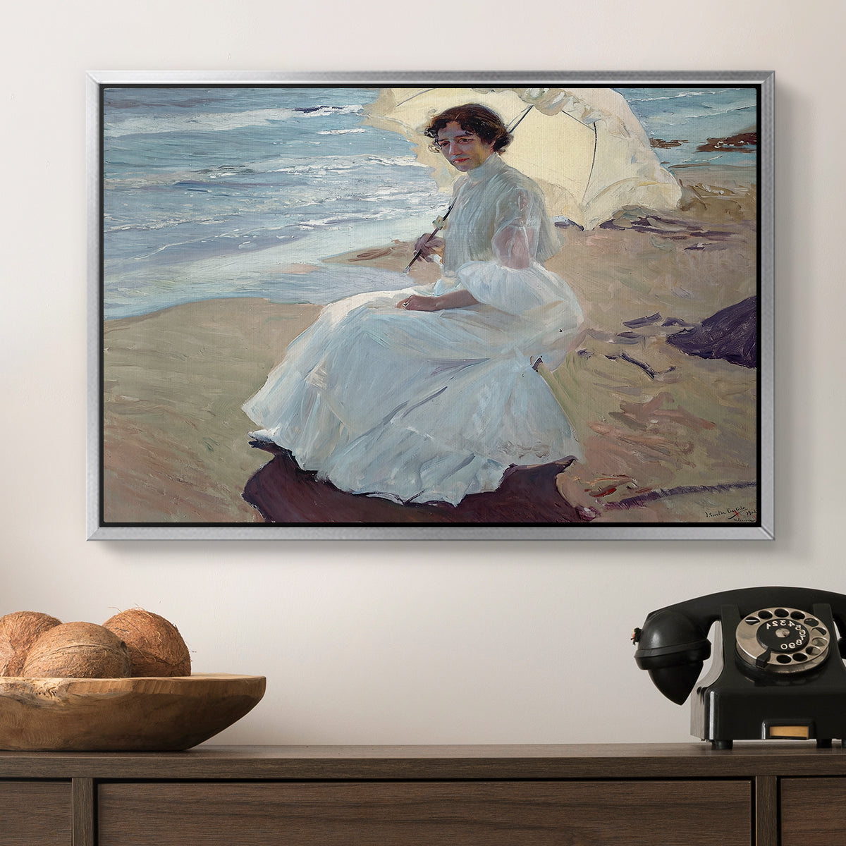 Clotilde on the Beach, 1904 - Floater Framed Canvas Print