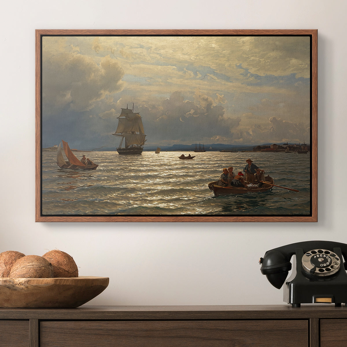 From the Inlet of Oslo, 1874 - Floater Framed Canvas Print