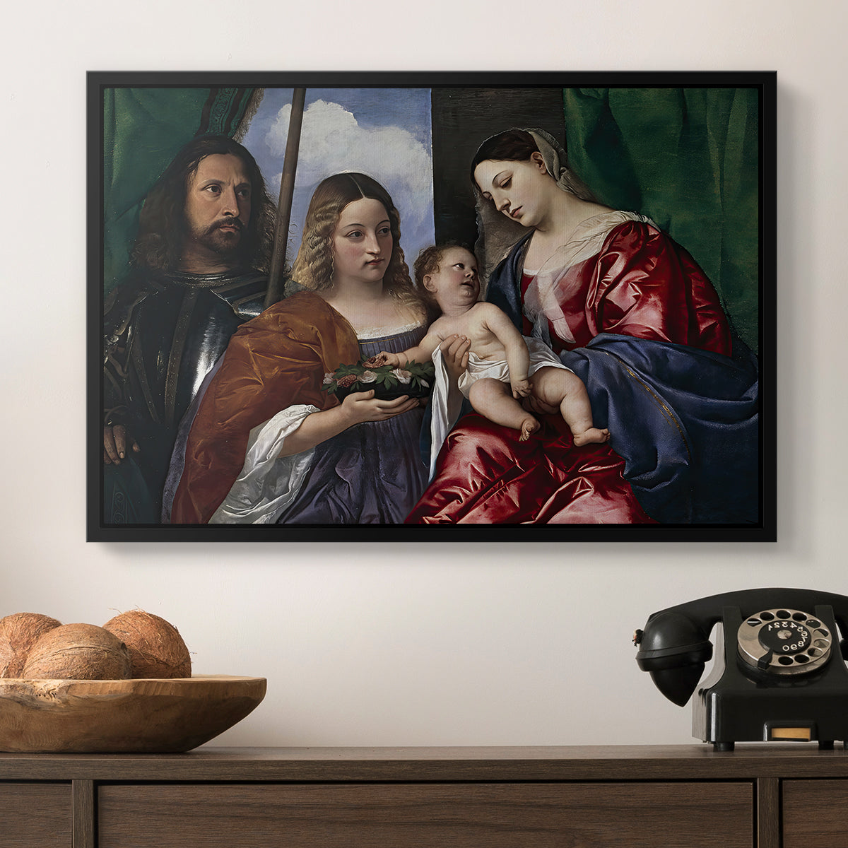 Madonna and Child with Saints Dorothy and George, c. 1516 - Floater Framed Canvas Print