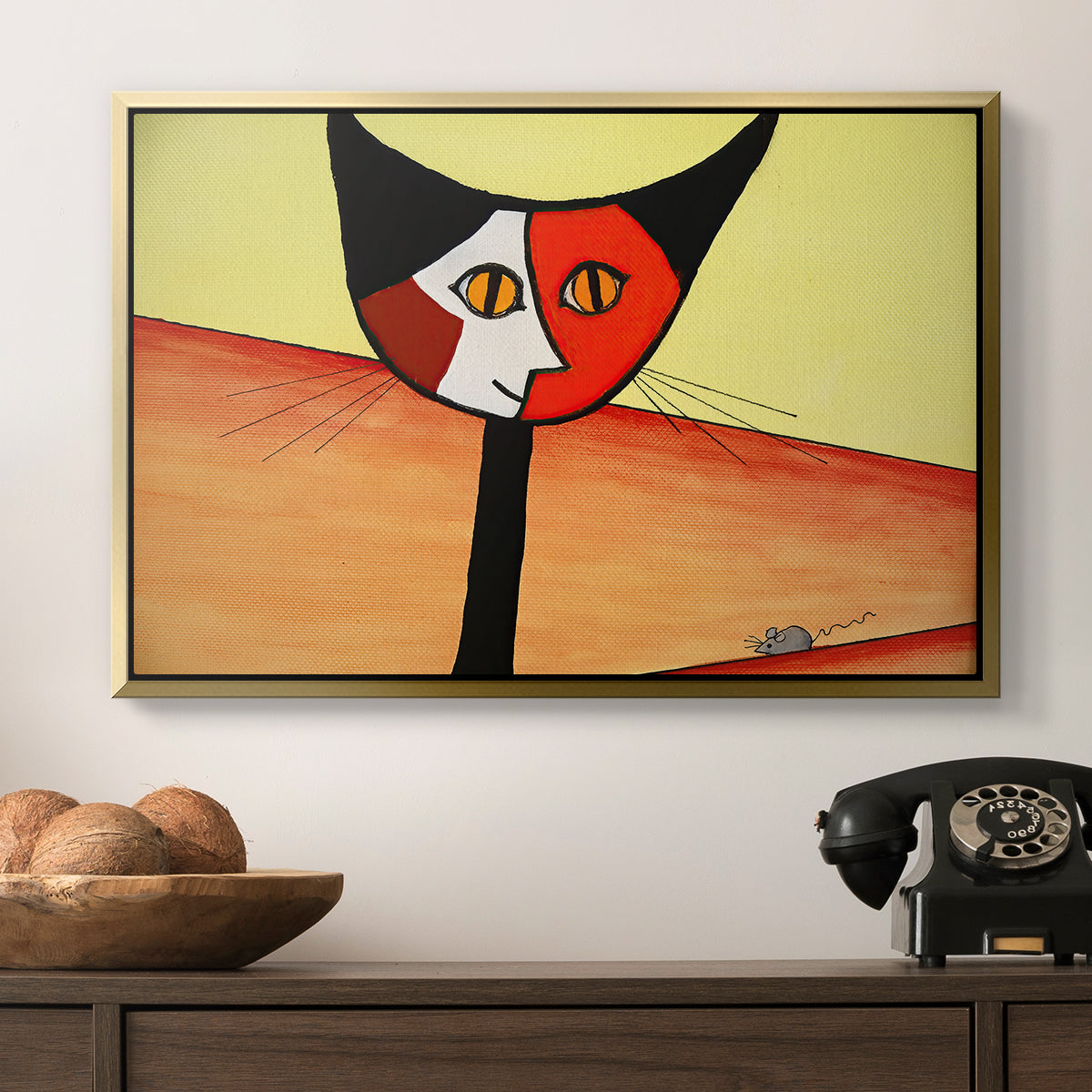 Picasso's Cat–El Gato - Floater Framed Canvas Print