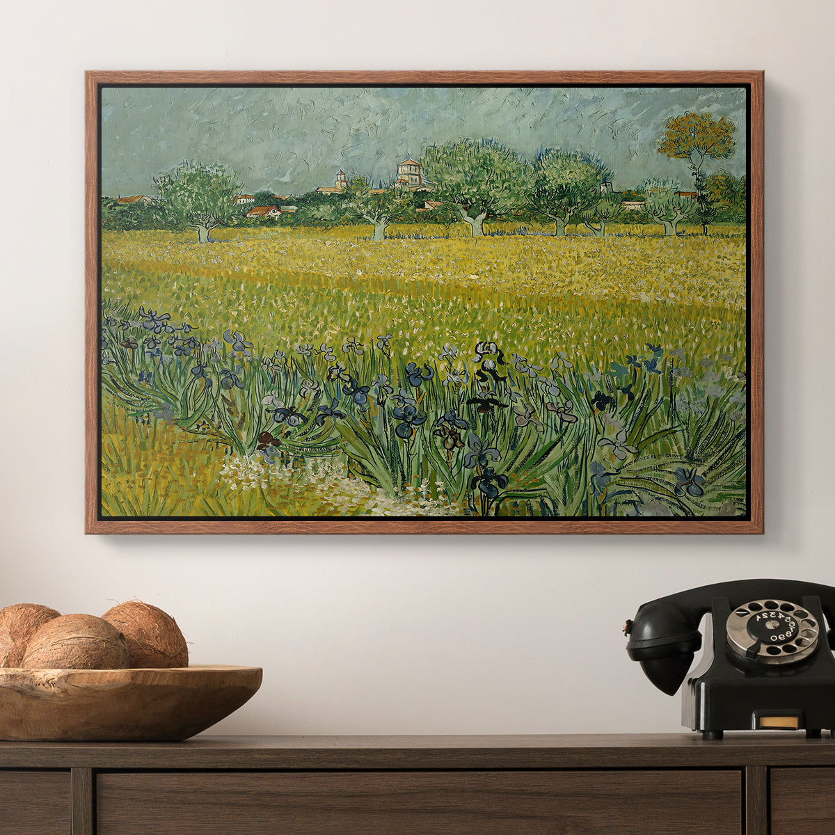 Field with Irises near Arles, 1888 - Floater Framed Canvas Print