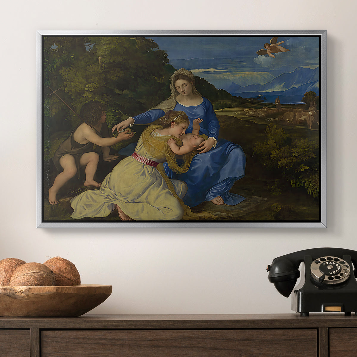 The Aldobrandini Madonna, 1532 - Floater Framed Canvas Print