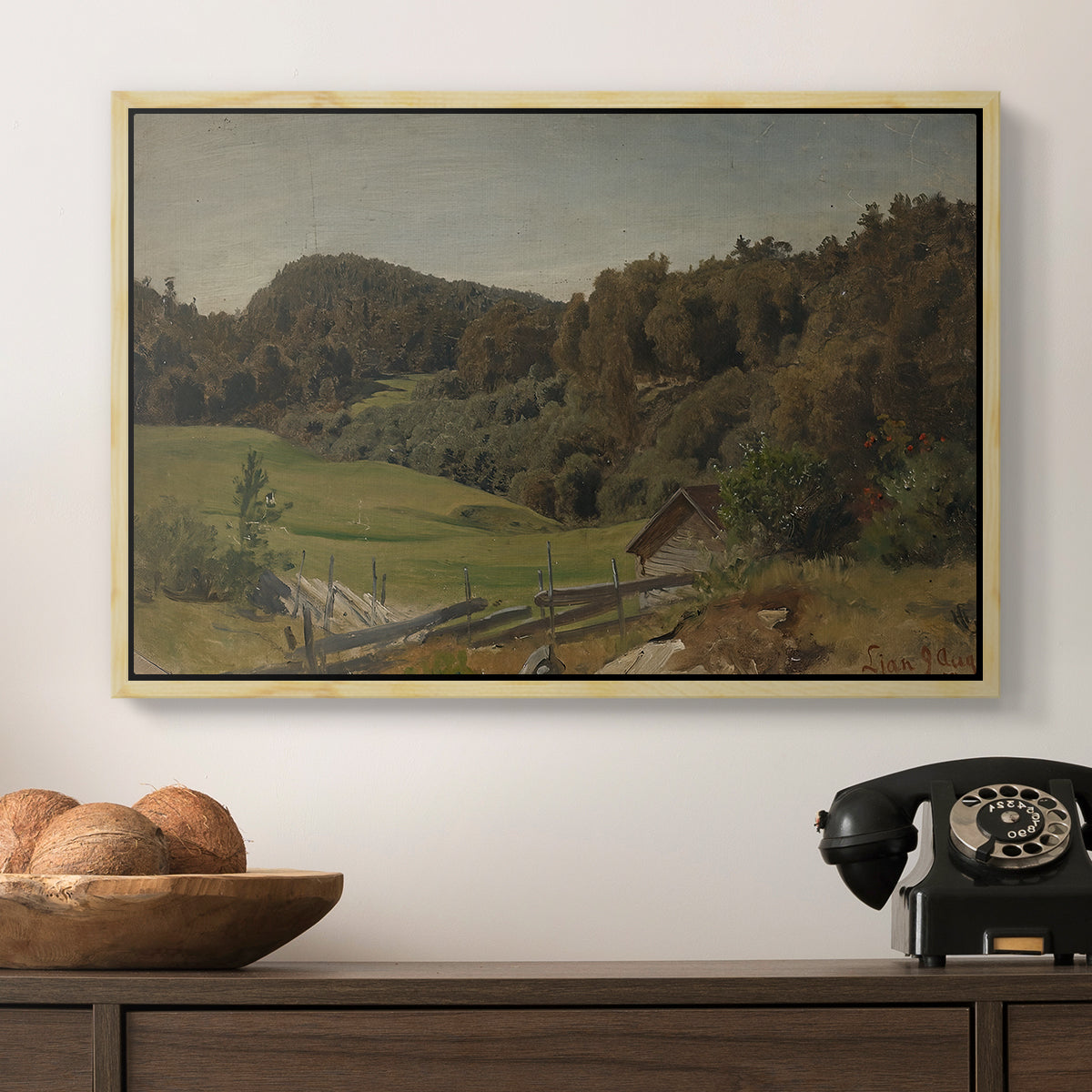 Landscape at Ljan, 1858 - Floater Framed Canvas Print