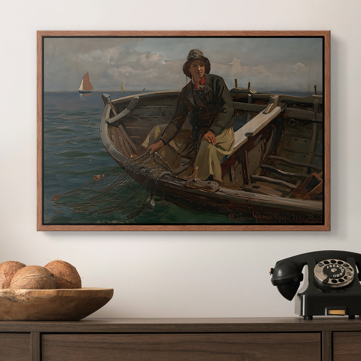 Fishermen from Rügen, 1882 - Floater Framed Canvas Print