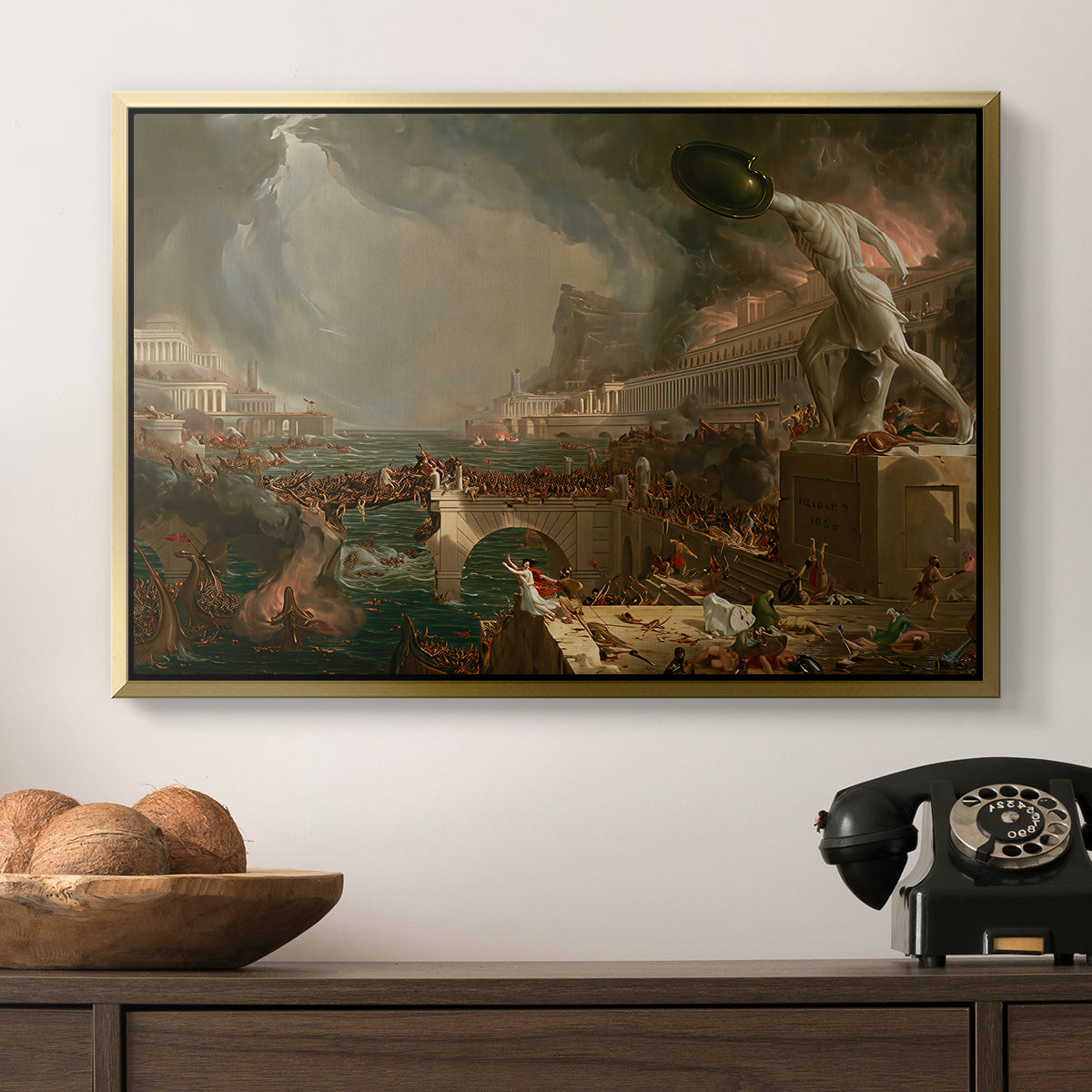 The Course of Empire: Destruction, 1836 - Floater Framed Canvas Print