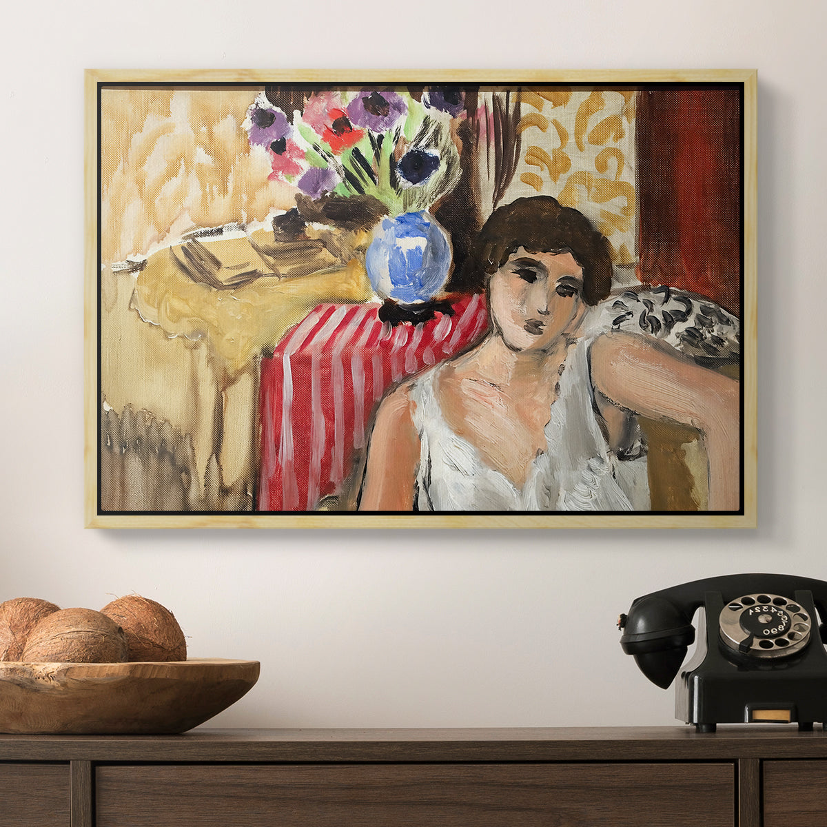 Woman Seated in an Armchair, c. 1920 - Floater Framed Canvas Print