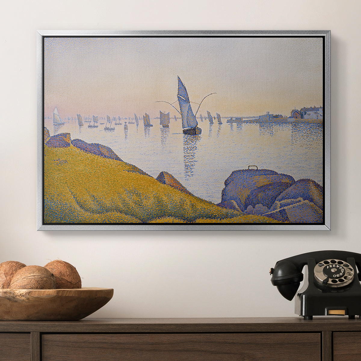 Evening Calm, Concarneau, Opus 220, 1891 - Floater Framed Canvas Print