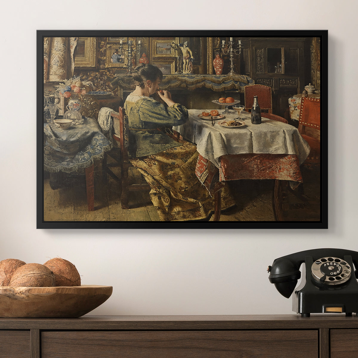 The Meal (De maaltijd), c. 1885 - Floater Framed Canvas Print